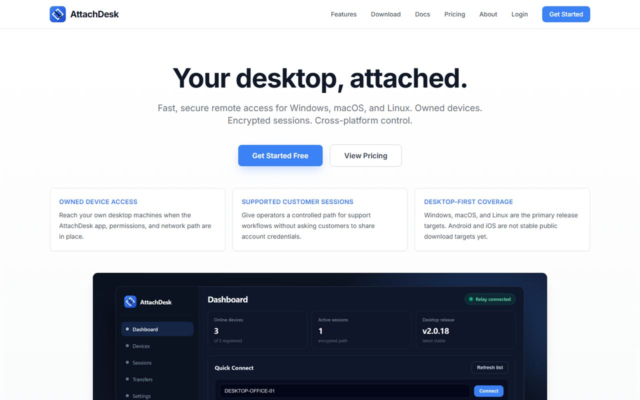 AttachDesk website