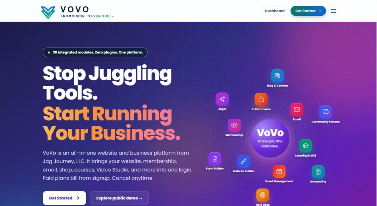 VoVo website home page