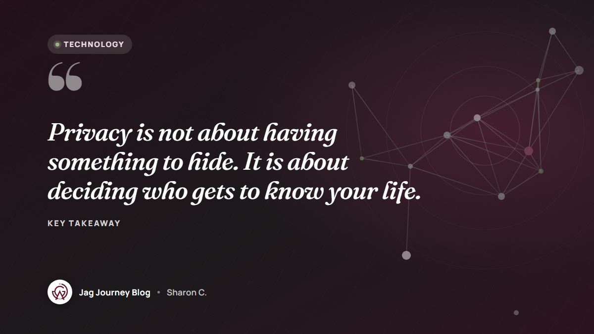 Quote card: Privacy is not about having something to hide. It is about deciding who gets to know your life.
