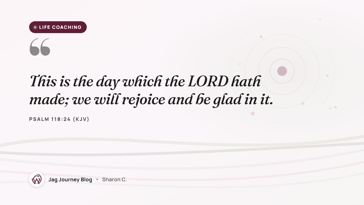 Quote card: This is the day which the LORD hath made; we will rejoice and be glad in it. (Psalm 118:24 (KJV))
