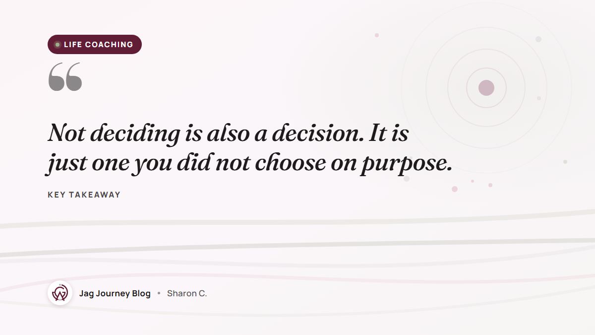Quote card: Not deciding is also a decision. It is just one you did not choose on purpose.