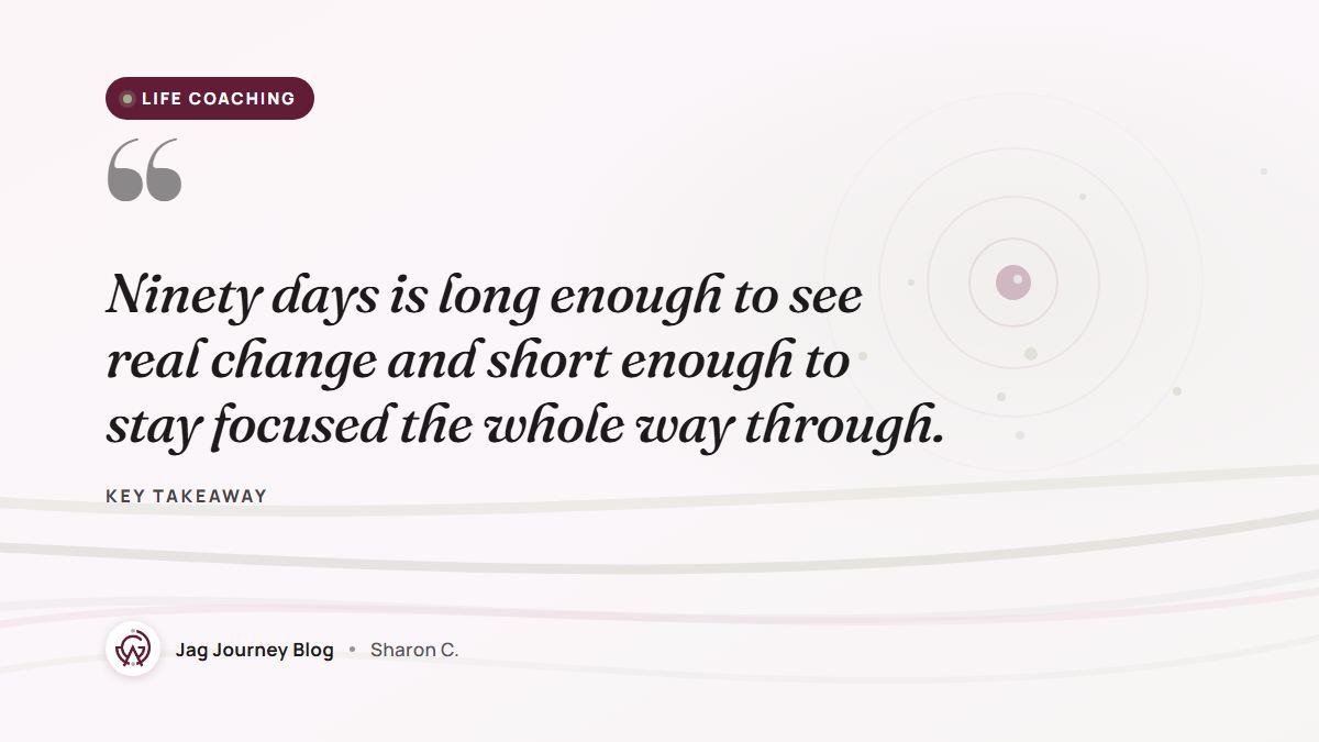Quote card: Ninety days is long enough to see real change and short enough to stay focused the whole way through.