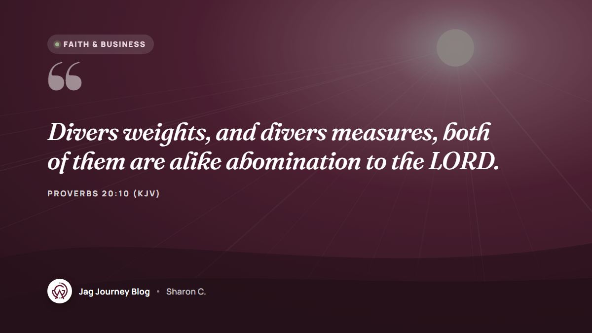Quote card: Divers weights, and divers measures, both of them are alike abomination to the LORD. (Proverbs 20:10 (KJV))