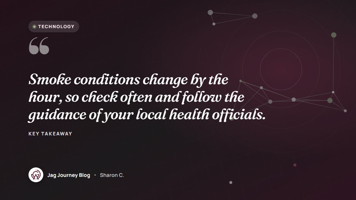 Quote card: Smoke conditions change by the hour, so check often and follow the guidance of your local health officials.
