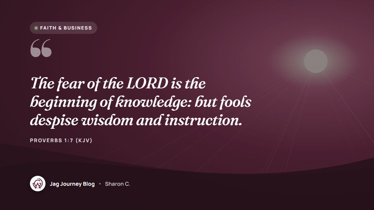 Quote card: The fear of the LORD is the beginning of knowledge: but fools despise wisdom and instruction. (Proverbs 1:7 (KJV))