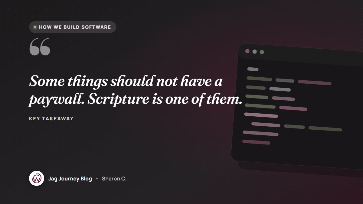 Quote card: Some things should not have a paywall. Scripture is one of them.