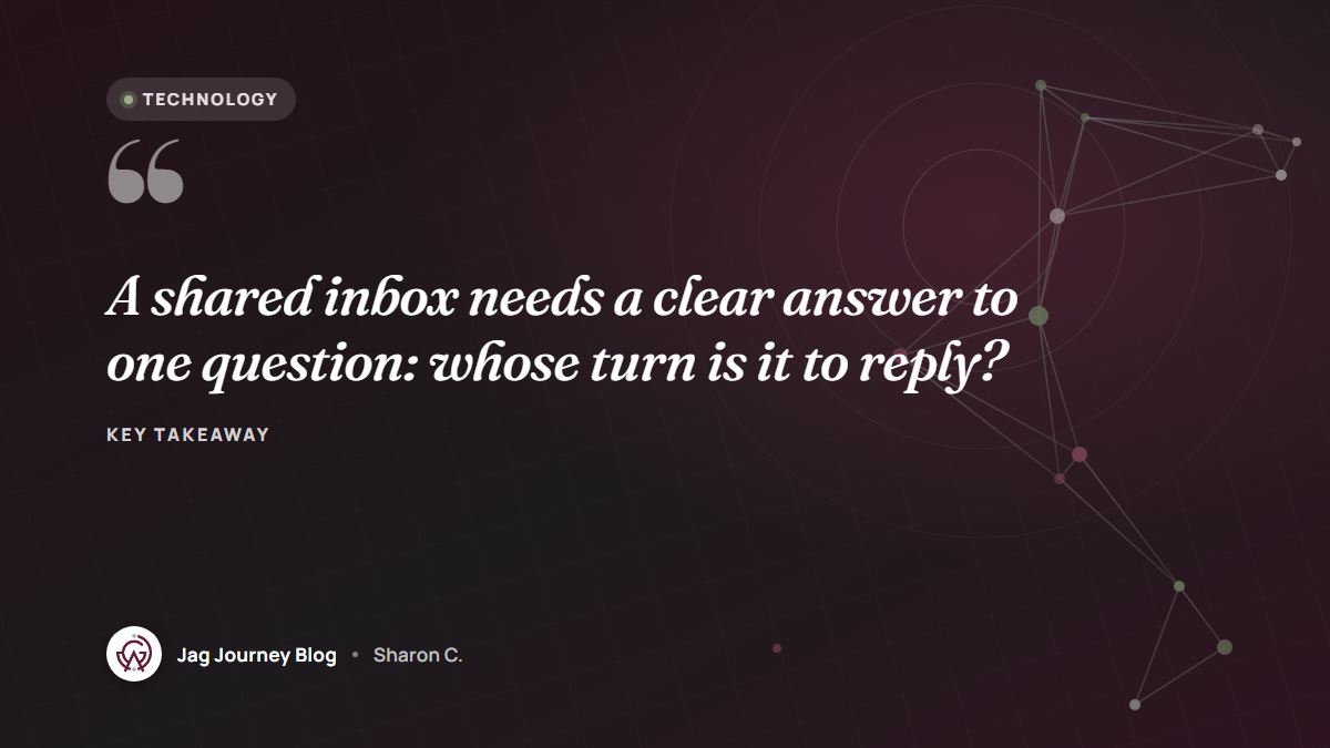 Quote card: A shared inbox needs a clear answer to one question: whose turn is it to reply?
