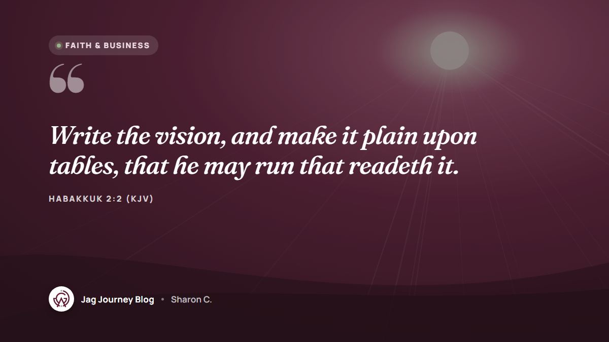 Quote card: Write the vision, and make it plain upon tables, that he may run that readeth it. (Habakkuk 2:2 (KJV))