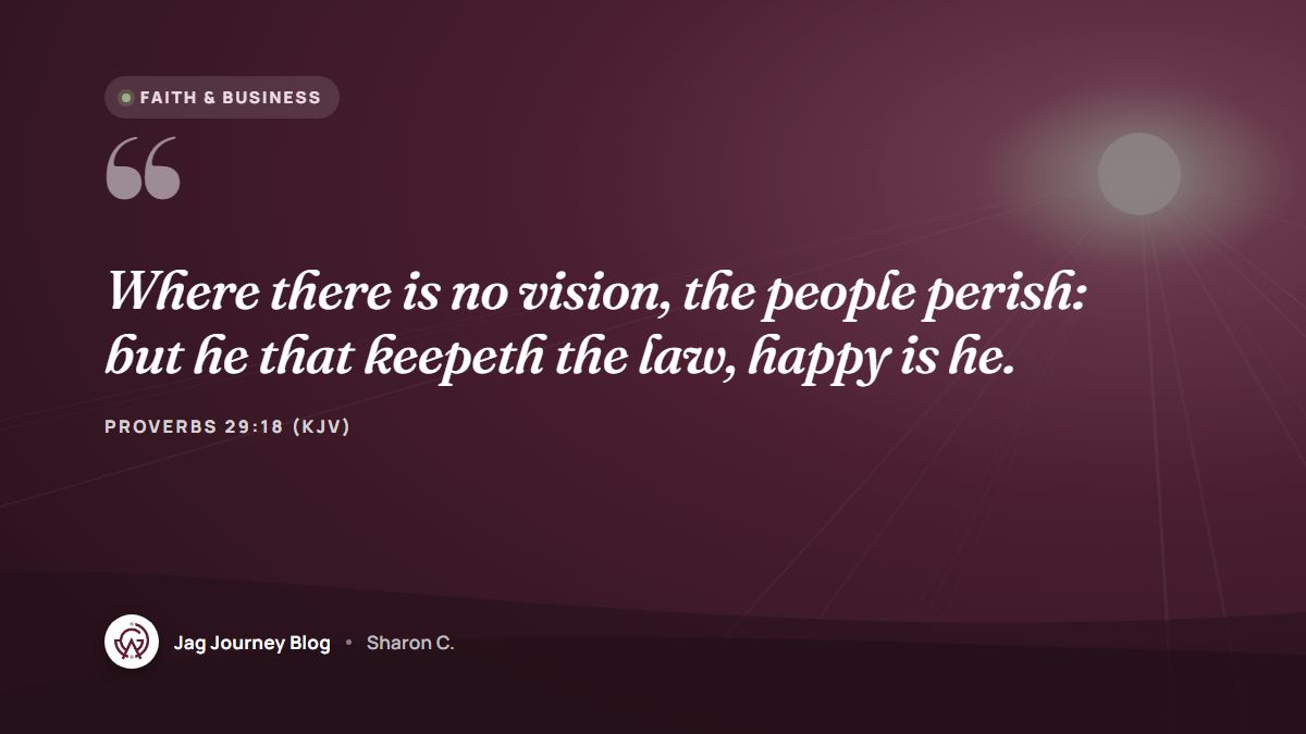 Quote card: Where there is no vision, the people perish: but he that keepeth the law, happy is he. (Proverbs 29:18 (KJV))