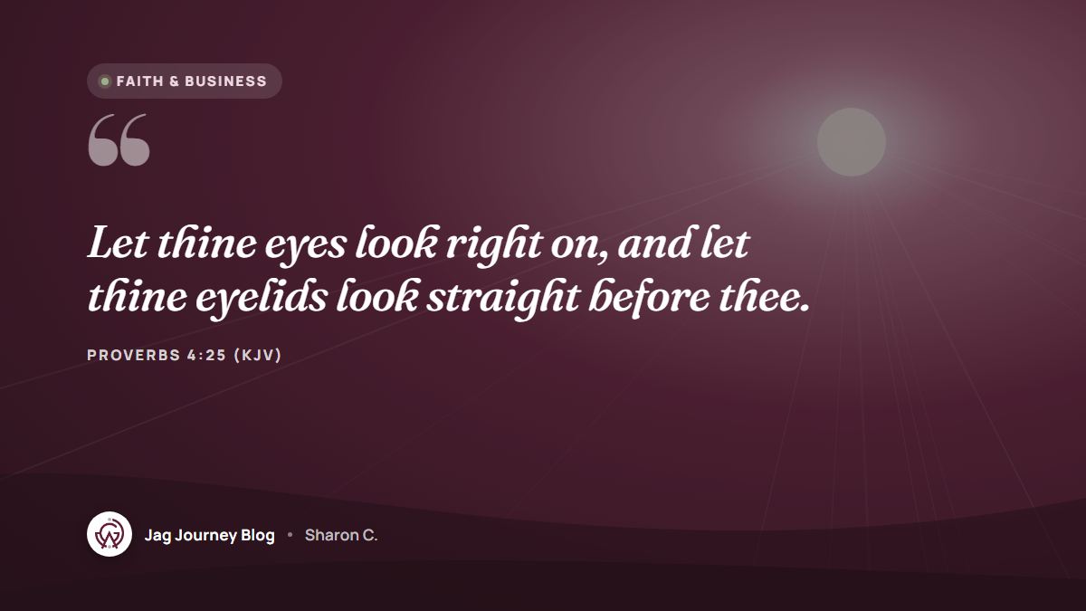 Quote card: Let thine eyes look right on, and let thine eyelids look straight before thee. (Proverbs 4:25 (KJV))