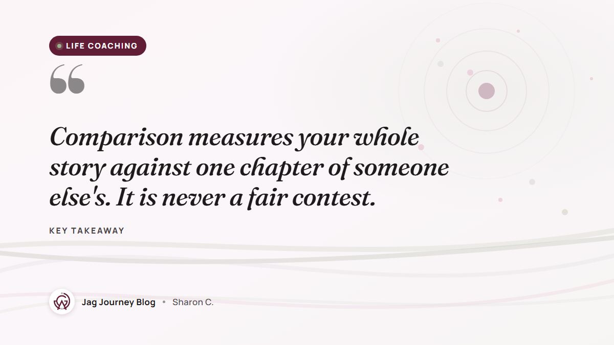 Quote card: Comparison measures your whole story against one chapter of someone else's. It is never a fair contest.