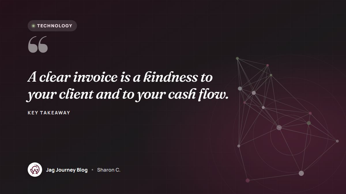 Quote card: A clear invoice is a kindness to your client and to your cash flow.