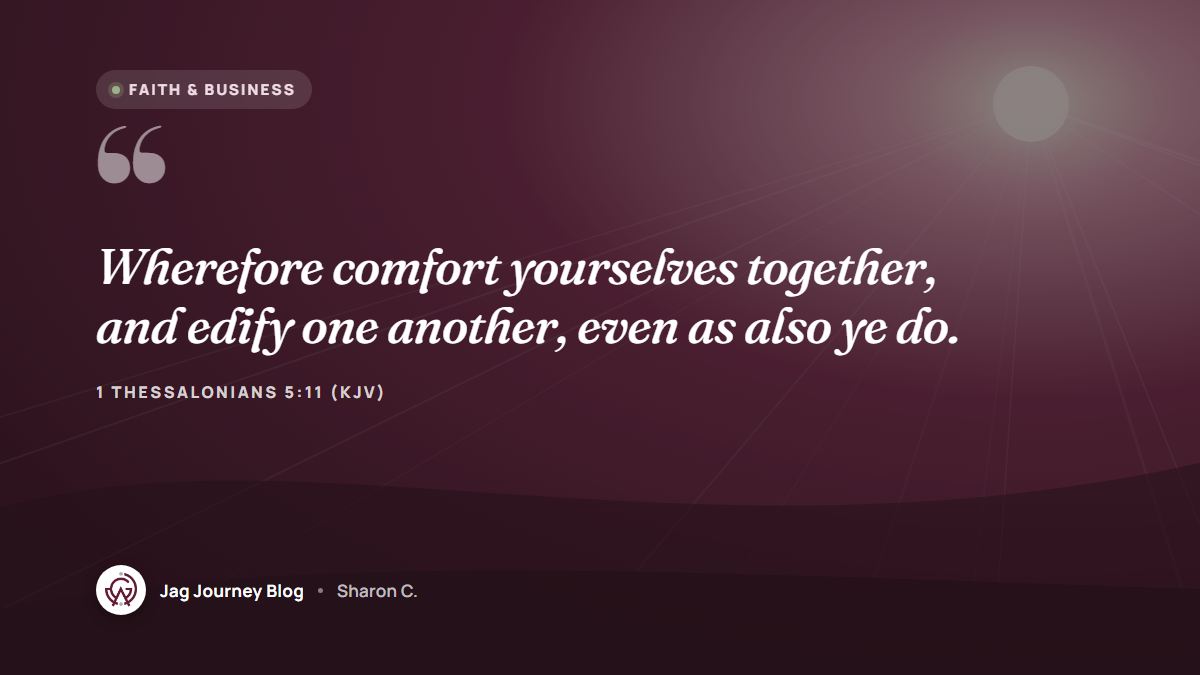 Quote card: Wherefore comfort yourselves together, and edify one another, even as also ye do. (1 Thessalonians 5:11 (KJV))